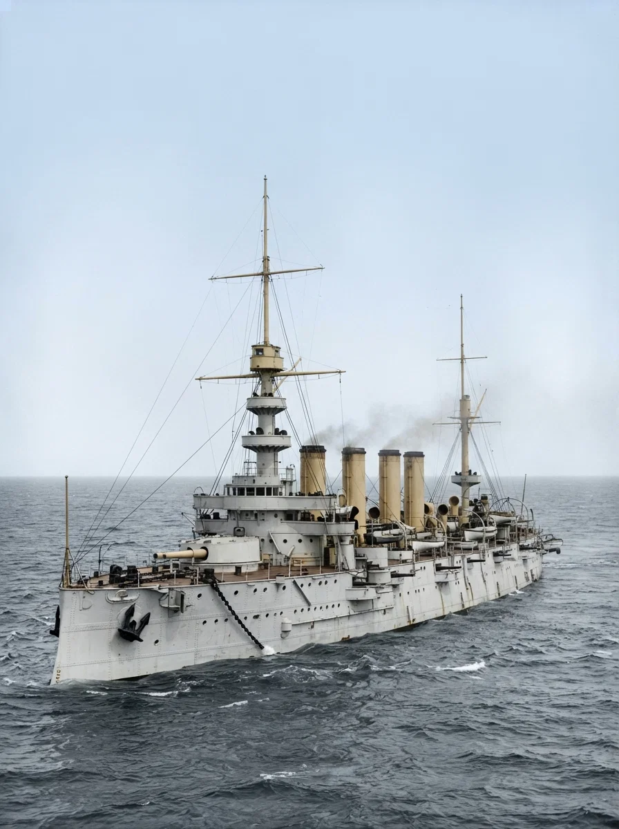 U. S. armored cruiser "California." Displacement, 13,680 tons. Speed, 22 knots. Guns: four 8-inch; fourteen 6-inch; eighteen 3-inch rapid-fire; twelve 3-pounders; two 1-pounders rapid-fire; two 3-inch field guns; four 30-caliber automatic; two 30-caliber machine. Whole number armored cruisers, 8.