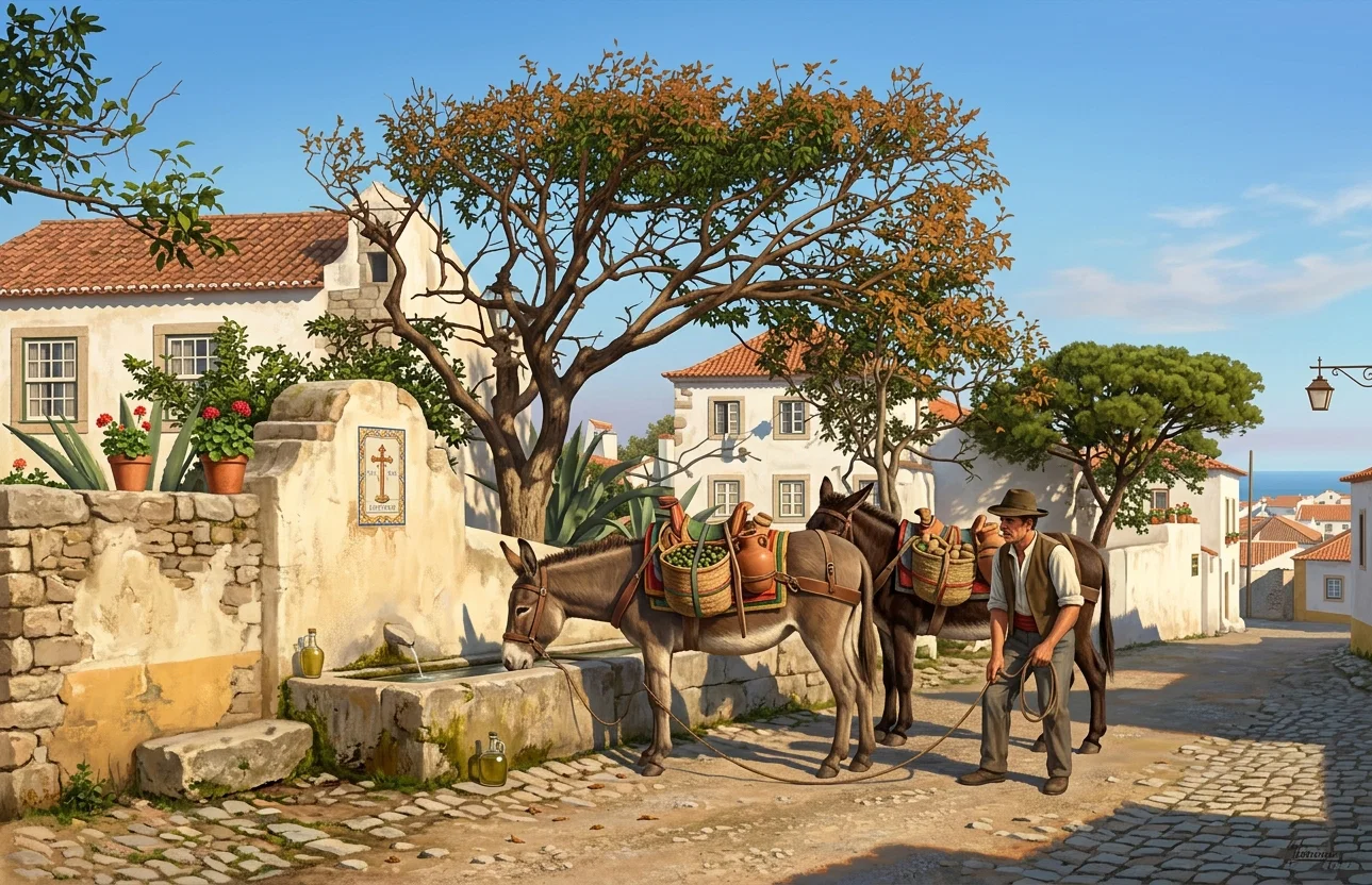 MAIN STREET IN CARCAVELLOS, PORTUGAL