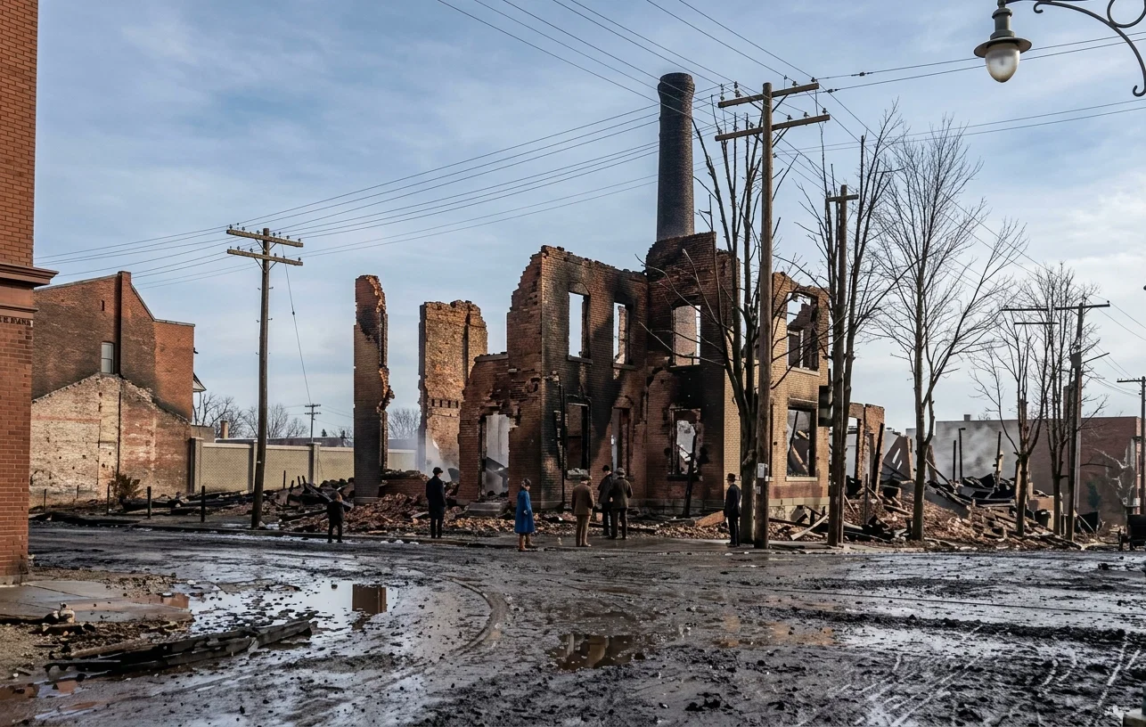 The Review and Herald Office after the Fire.