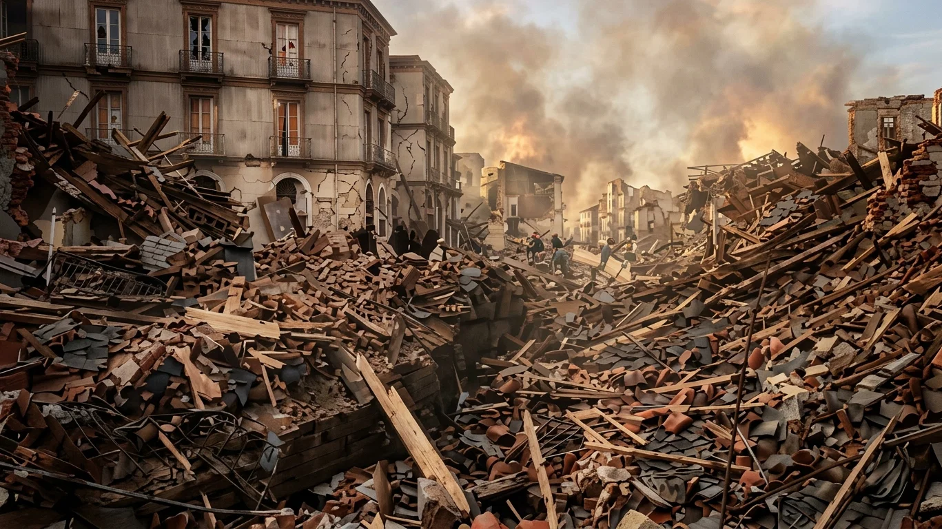 STREET SCENE, VALPARAISO EARTHQUAKE