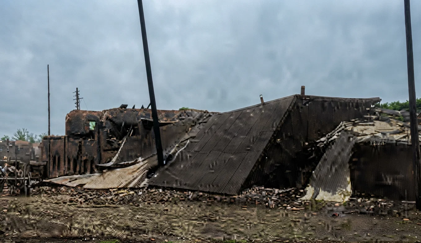 The Dolen Foundry after the Logansport tornado. It had been a landmark for forty years.
