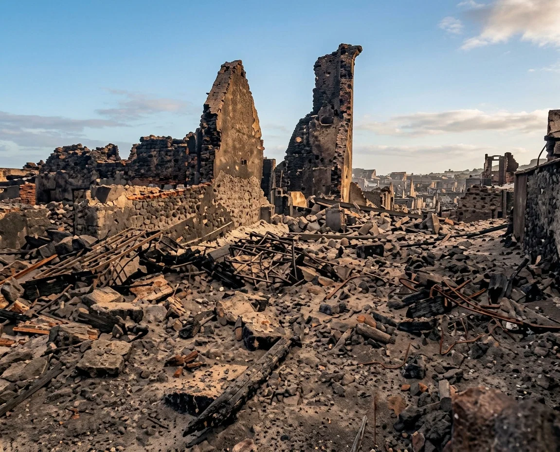 Ruins of the prison, in a dungeon of which was the only survivor, who was serving a life sentence. A note on the back of the photo tells us that he was taken to Fort de France and again incarcerated.