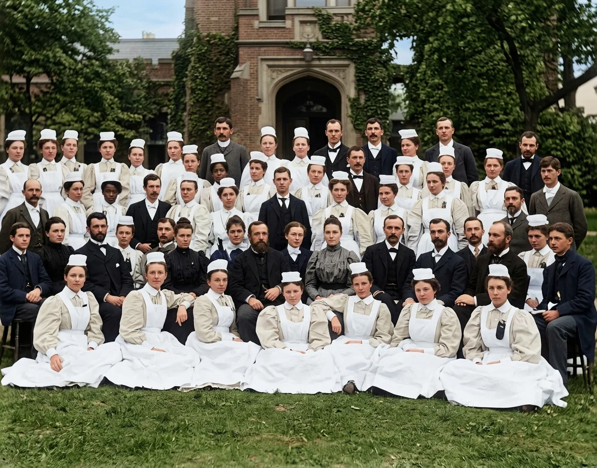 A GROUP OF PHYSICIANS AND NURSES AT THE BATTLE CREEK SANITARIUM
