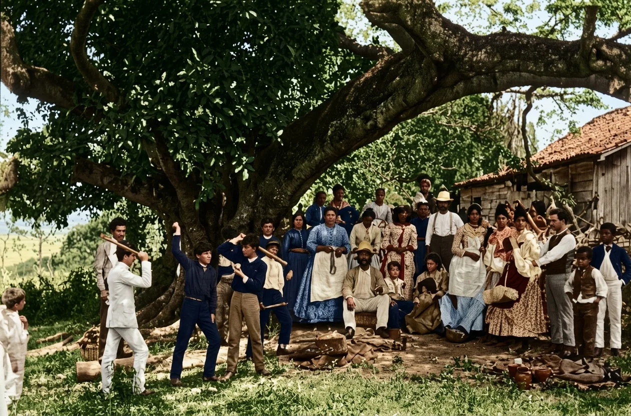 BRAZILIAN PICNIC PARTY UNDER A FIG TREE