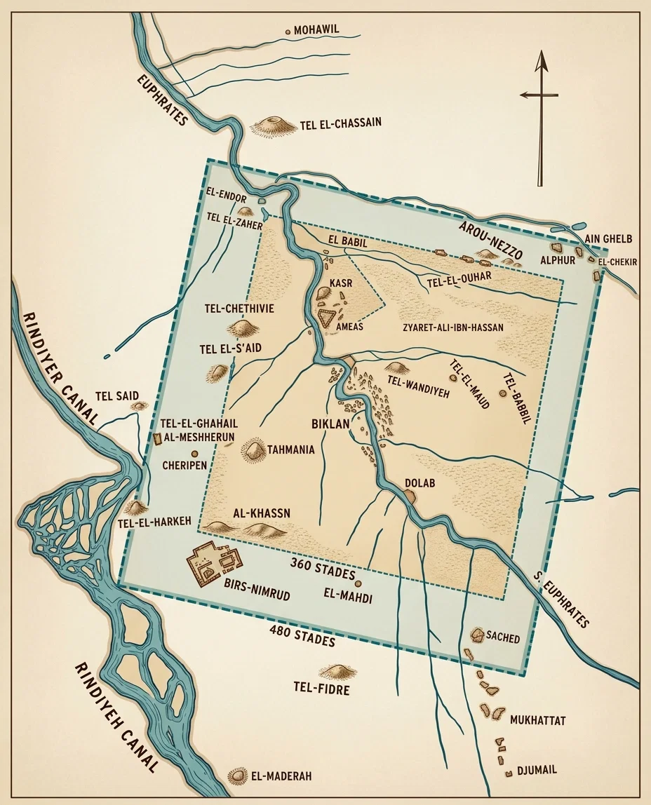Chart of Country around Babylon, within limits of ancient city, according to Oppert.