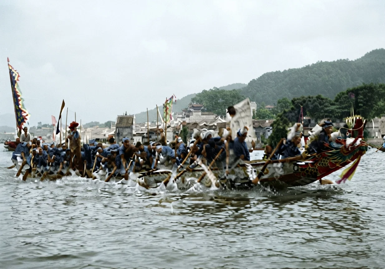 Dragon Boat in a Race, China.
