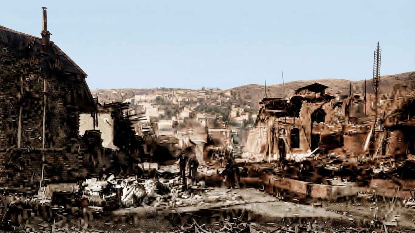 A Street Scene in Valparaiso after the Earthquake of August 16, looking toward the hills.