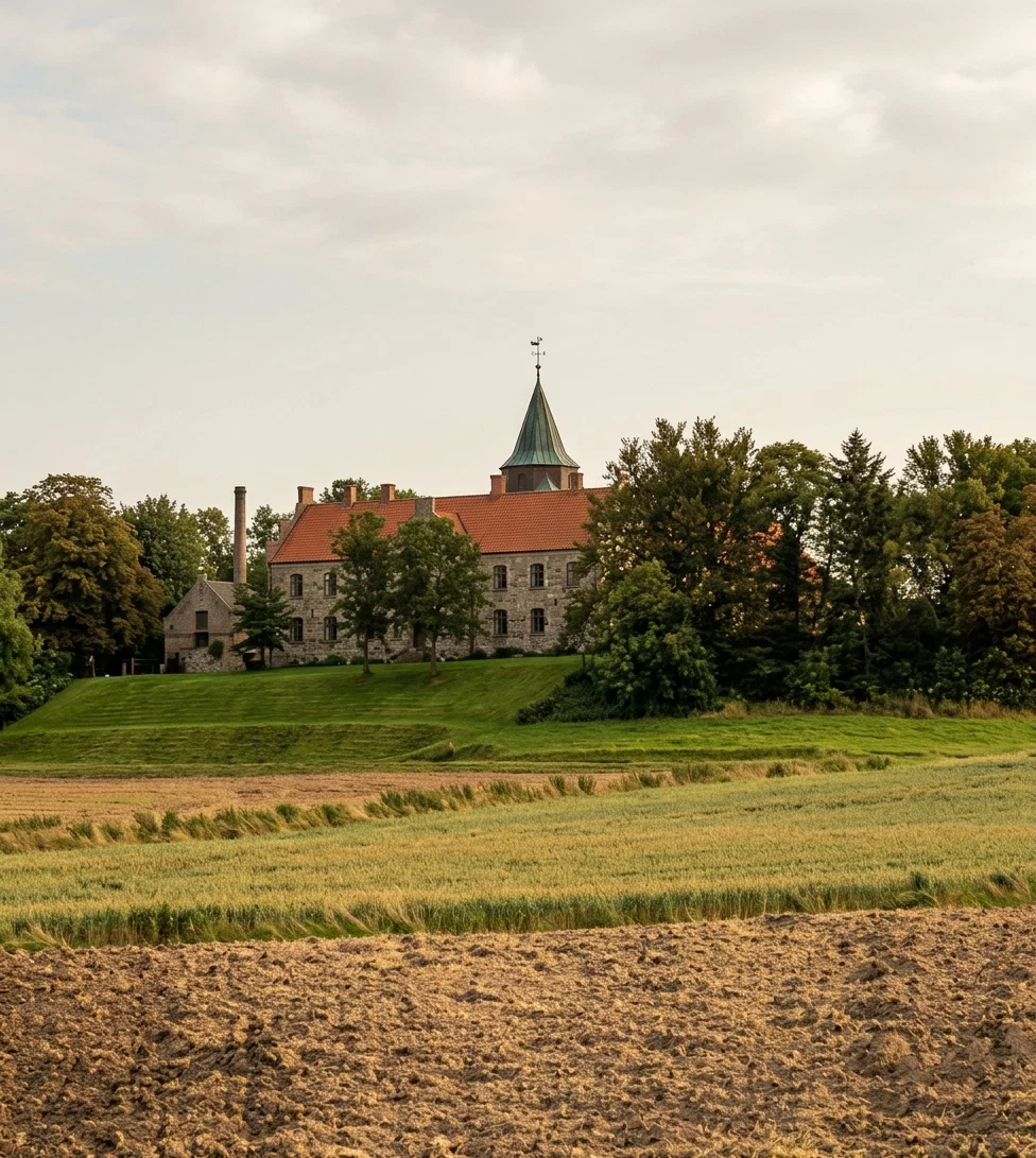 BUILDINGS ON ELDER P. A. HANSEN'S FARM, NEAR SINDAL, DENMARK