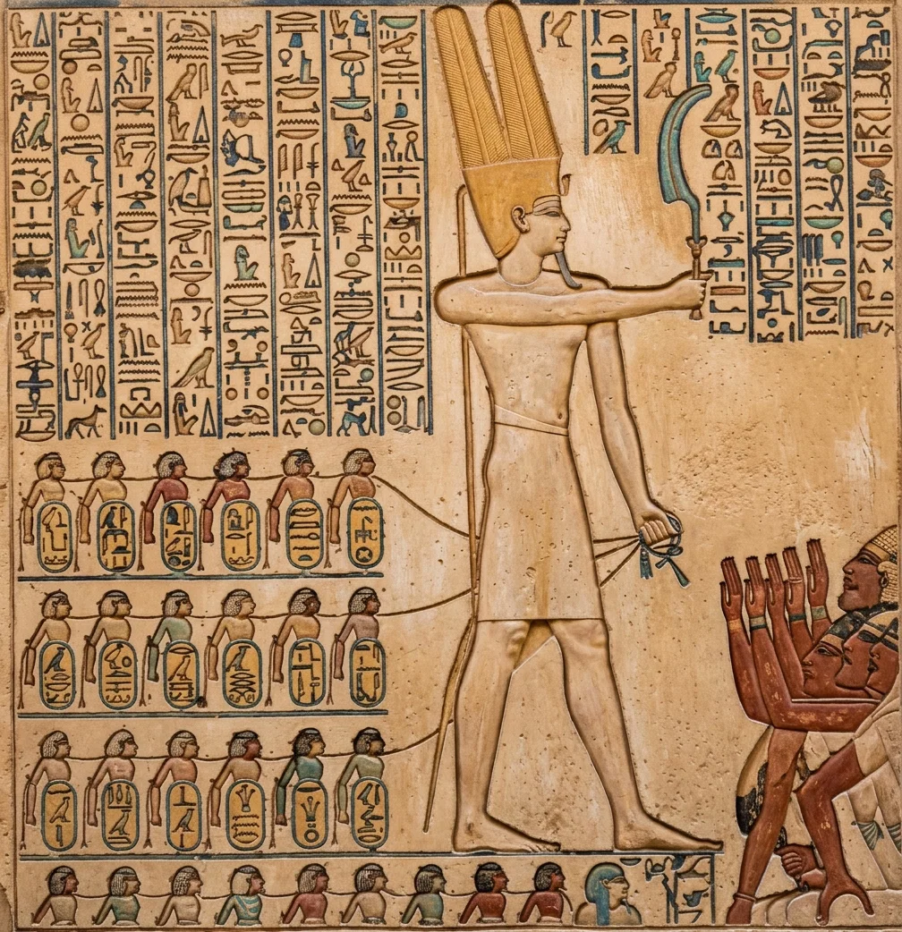 INSCRIPTION AT KARNAK, SHOWING SHISHAK WITH HIS PALESTINE CAPTIVES