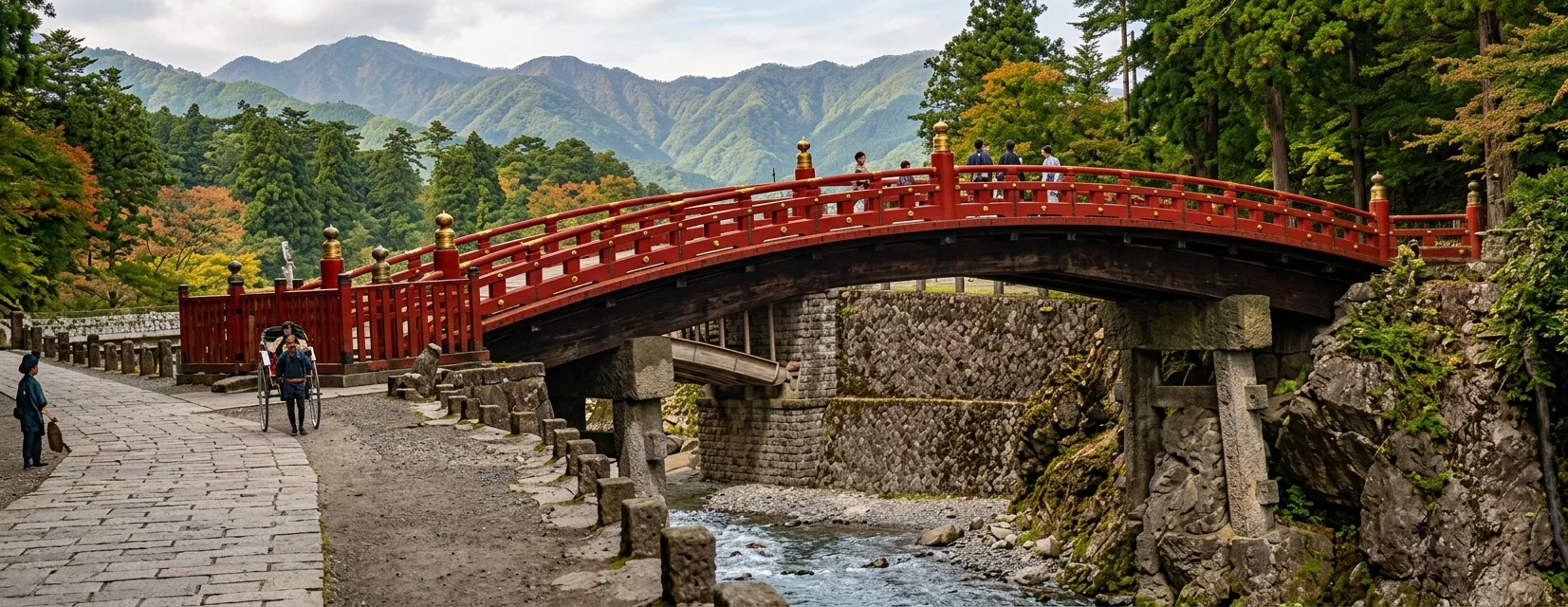 The Sacred Red Lacquer Bridge at Nikko, Japan, for the Exclusive Use of the Imperial Family