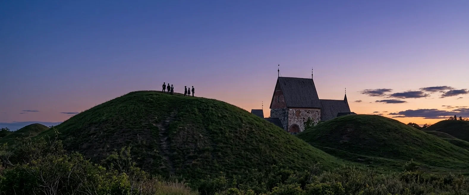 MOUNDS AND CHAPEL, OLD UPSALA, SWEDEN