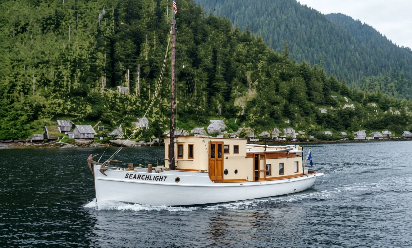OFF FOR AN ALL-DAY TRIP WITH THE "SEARCHLIGHT" ALONG ALASKA'S COAST