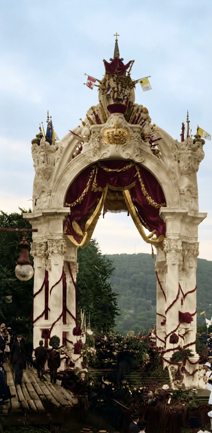 The gorgeous repository in Fletcher's Field where open-air mass was celebrated, and to which the papal legate bore the "sacred host" on the great day of the procession.