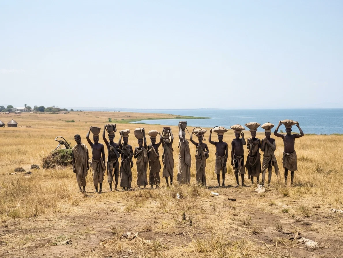 A Company of Workmen Carrying Clay for the Floor of the School.