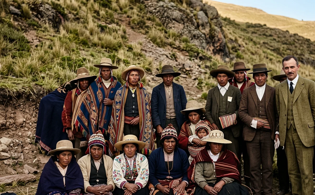 A GROUP OF INDIANS. BROTHER STAHL AT THE RIGHT