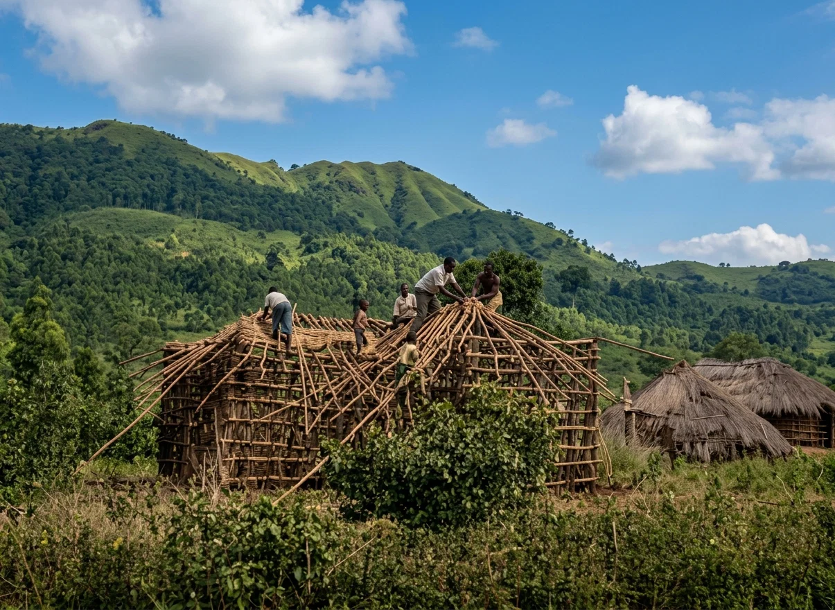 A NYASALAND SCHOOL-TEACHER BUILDING HIMSELF A HOUSE