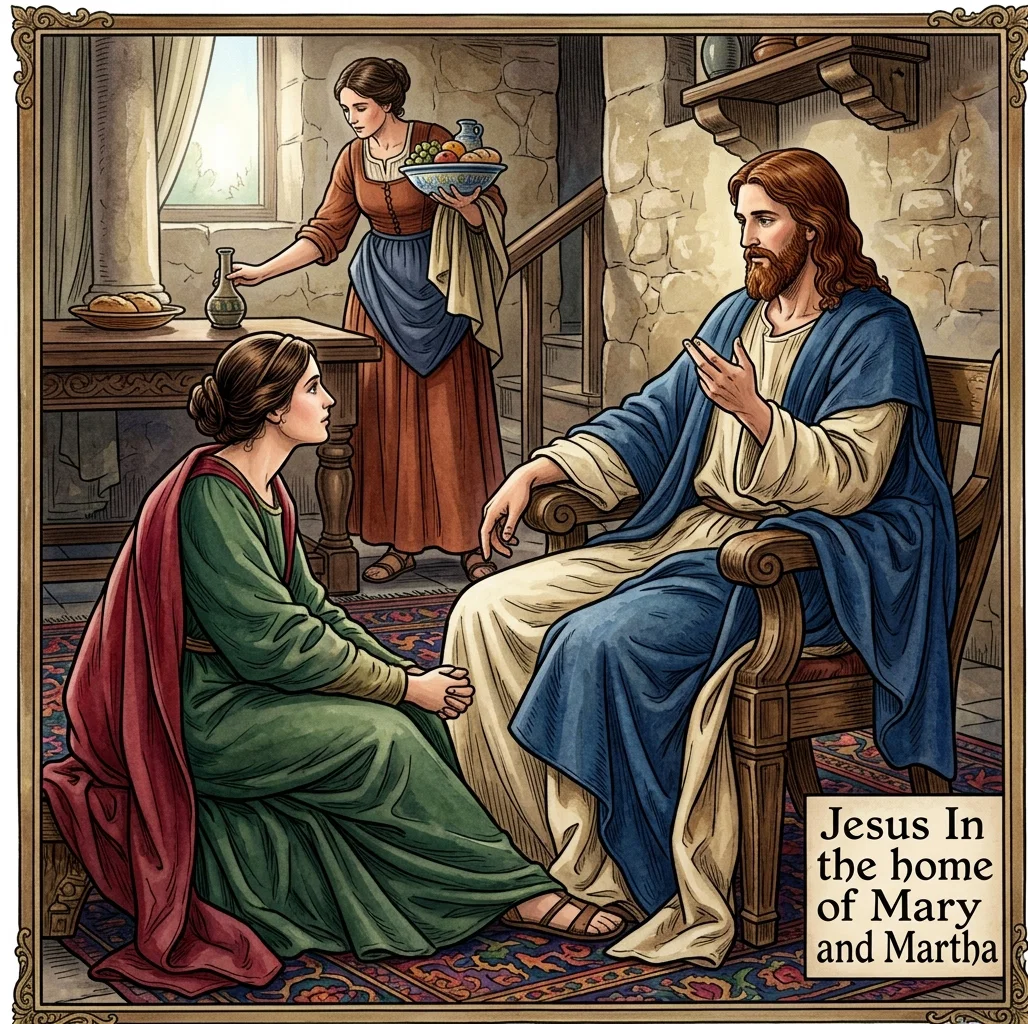 Jesus In the home of Mary and Martha