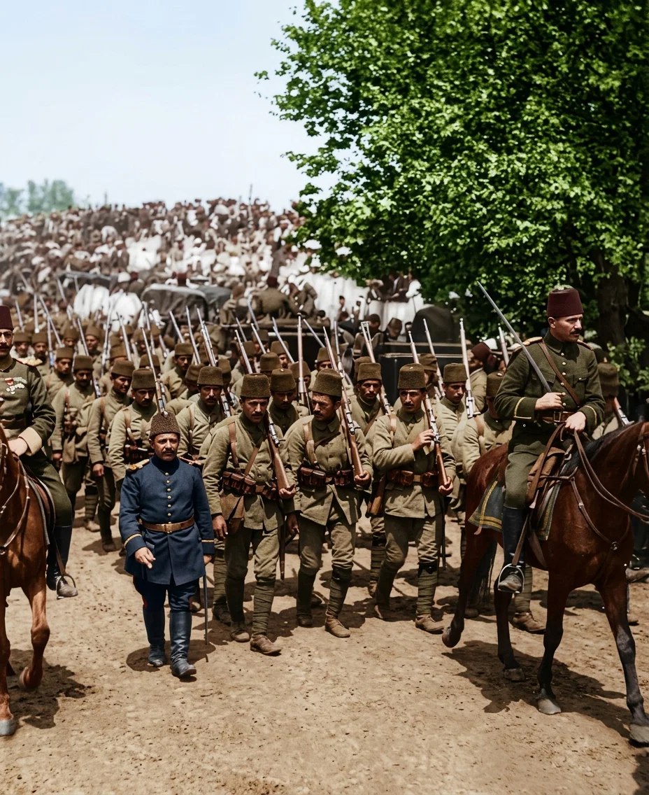 TURKISH INFANTRY, ONE MILLION OF WHOM ARE ENTERING THE OLD WORLD WAR