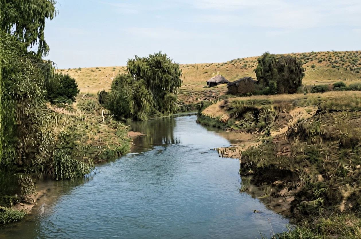 A "SPIRIT" (CREEK) IN THE ORANGE FREE STATE, WHERE ONCE THE BUSHMEN WANDERED