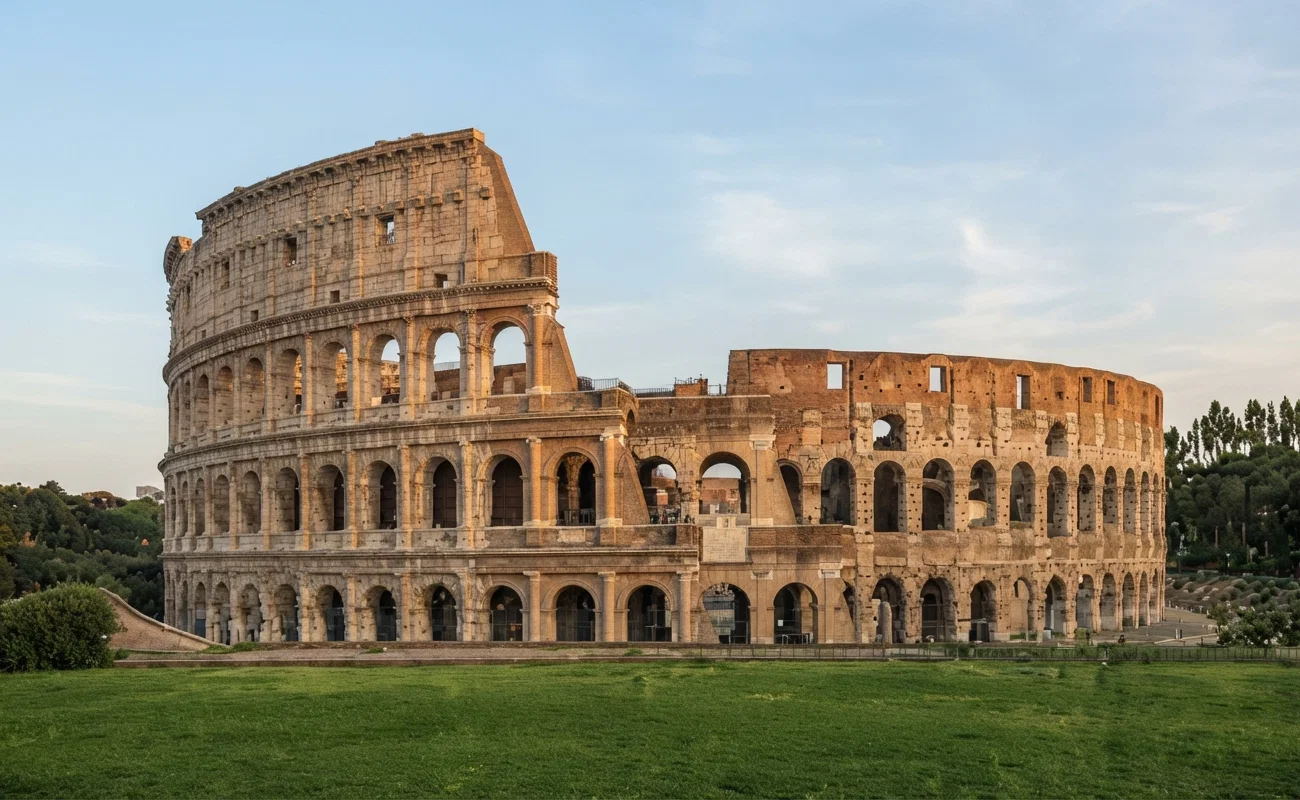 Ruins of the Colosseum or Amphitheater.