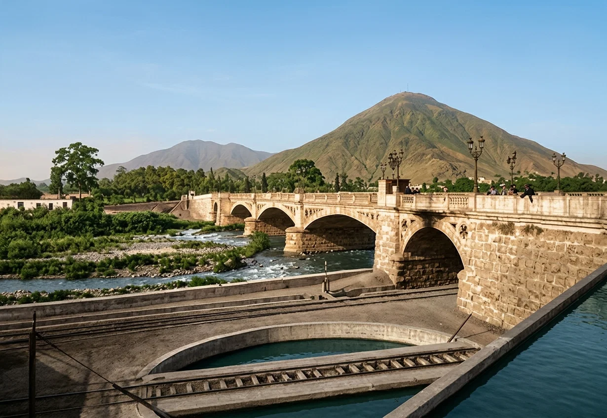 STONE BRIDGE OVER THE RIMAC RIVER, LIMA