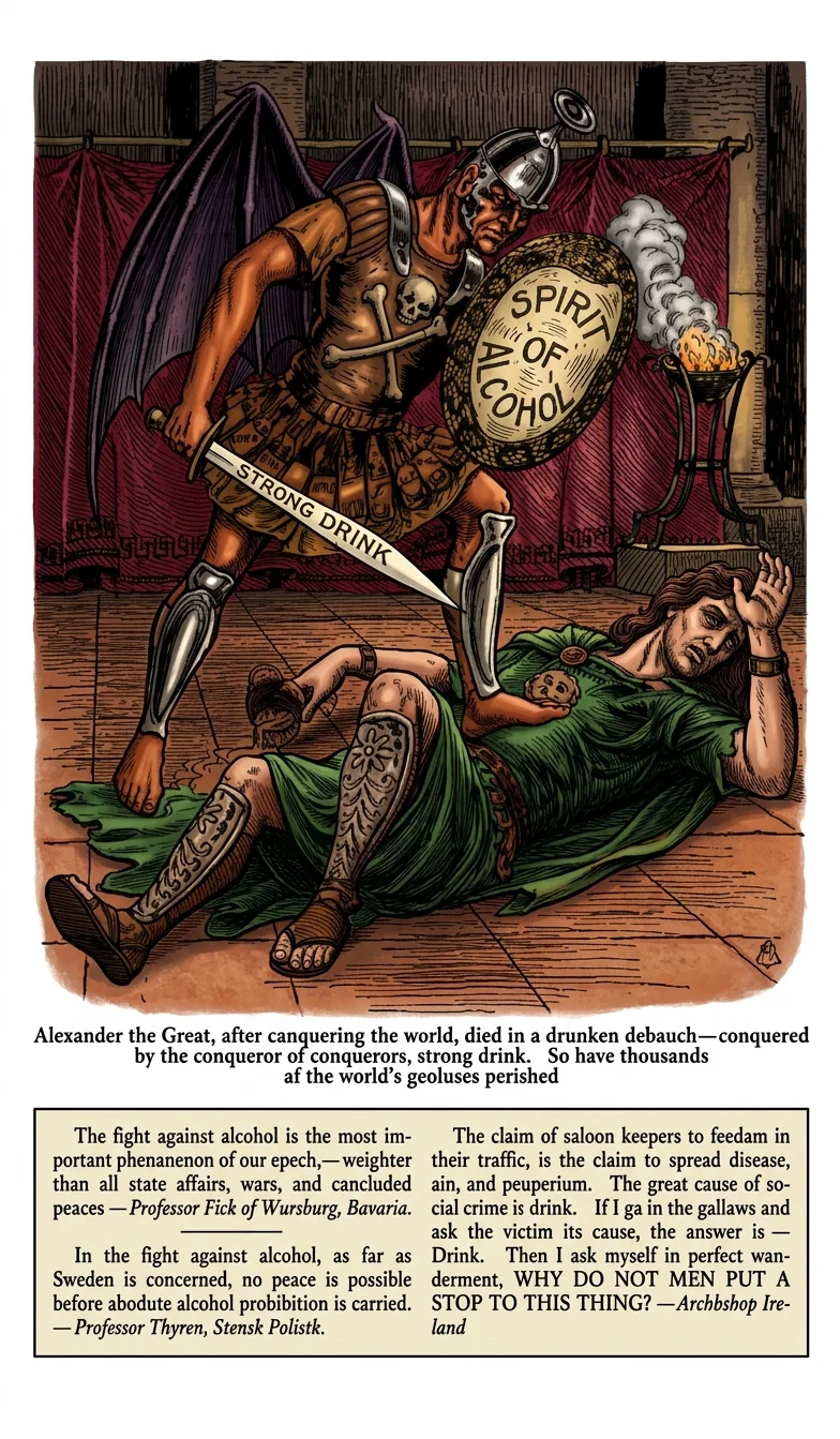 Alexander the Great, after conquering the world, died in a drunken debauch—conquered by the conqueror of conquerors, strong drink. So have thousands of the world's colleges perished