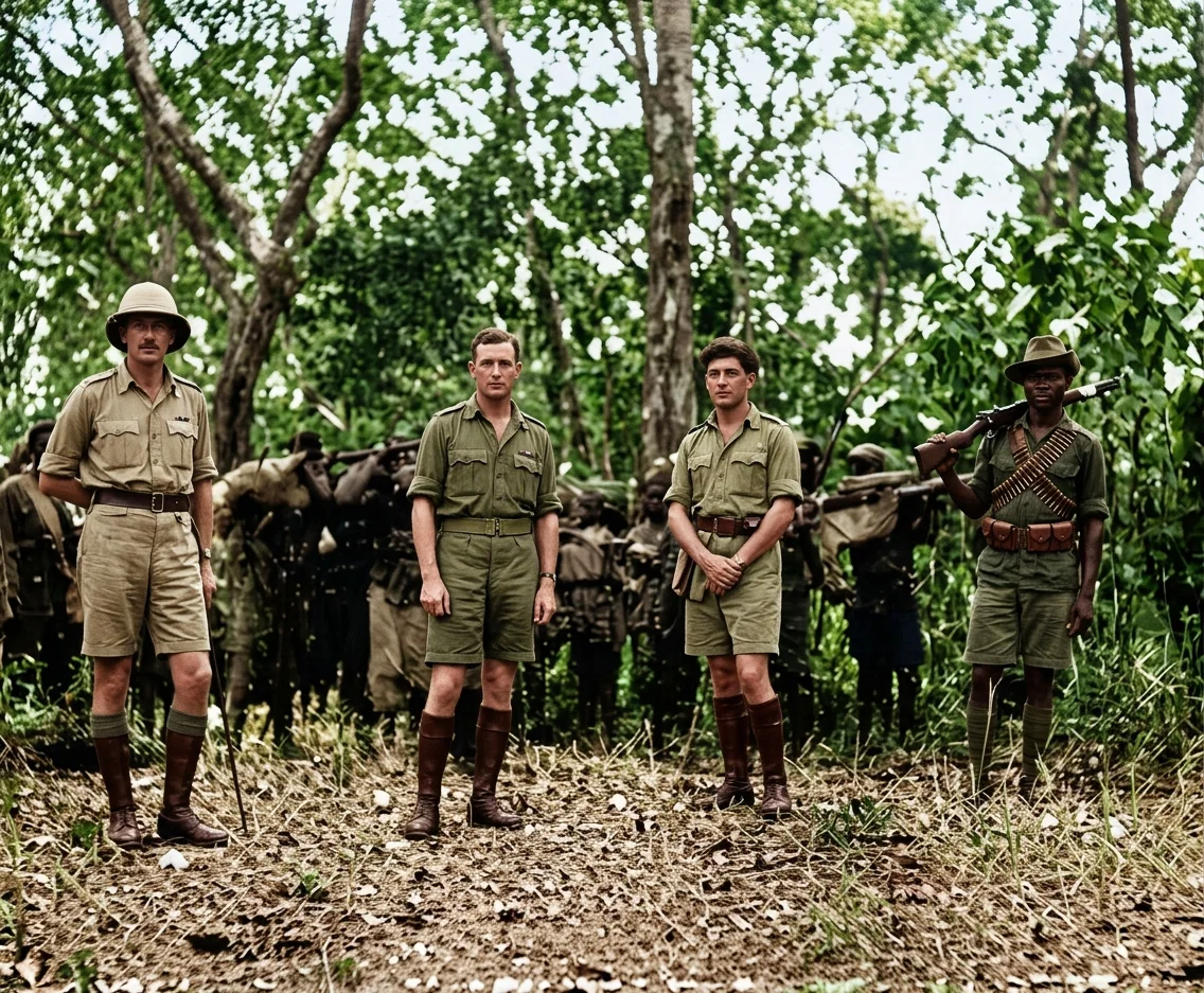 BRITISH OFFICERS NEAR KONGO BORDER