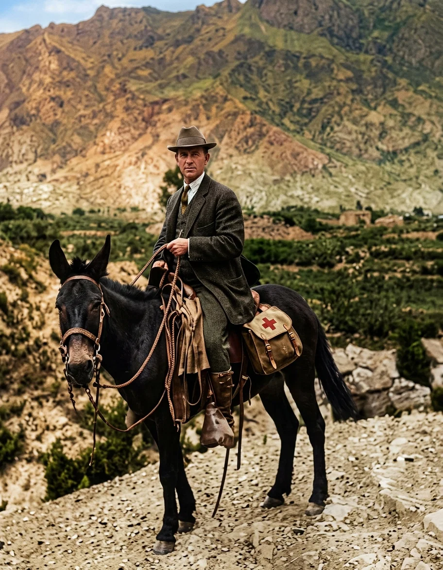 W. O. Clough on a medical missionary trip in the highlands of Bolivia, South America