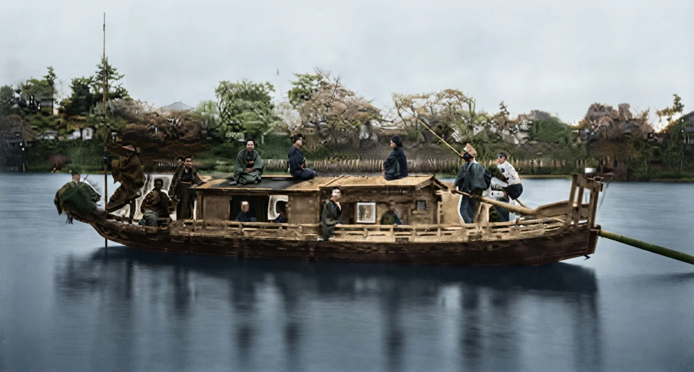 Ferry on the Sunida River, Tokyo. (See Page 22.)