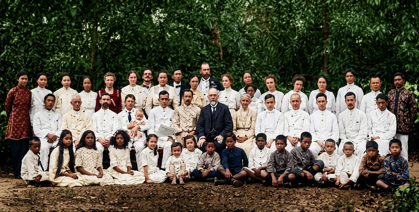 GROUP OF WORKERS AND RELIEVERS AT THE MALAYSIAN MISSION
GENERAL MEETING, 1915