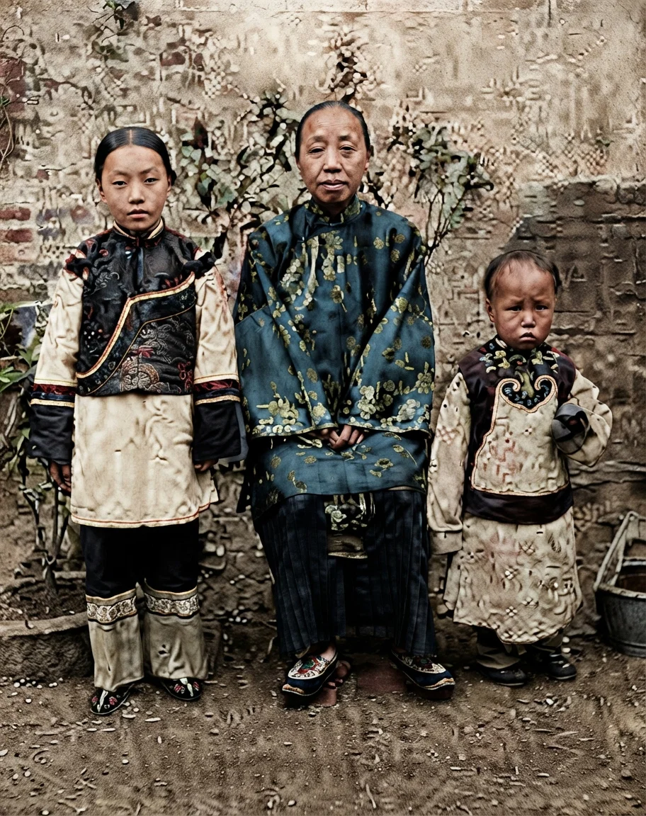 Mother, Daughter, and Son, Canton, China.