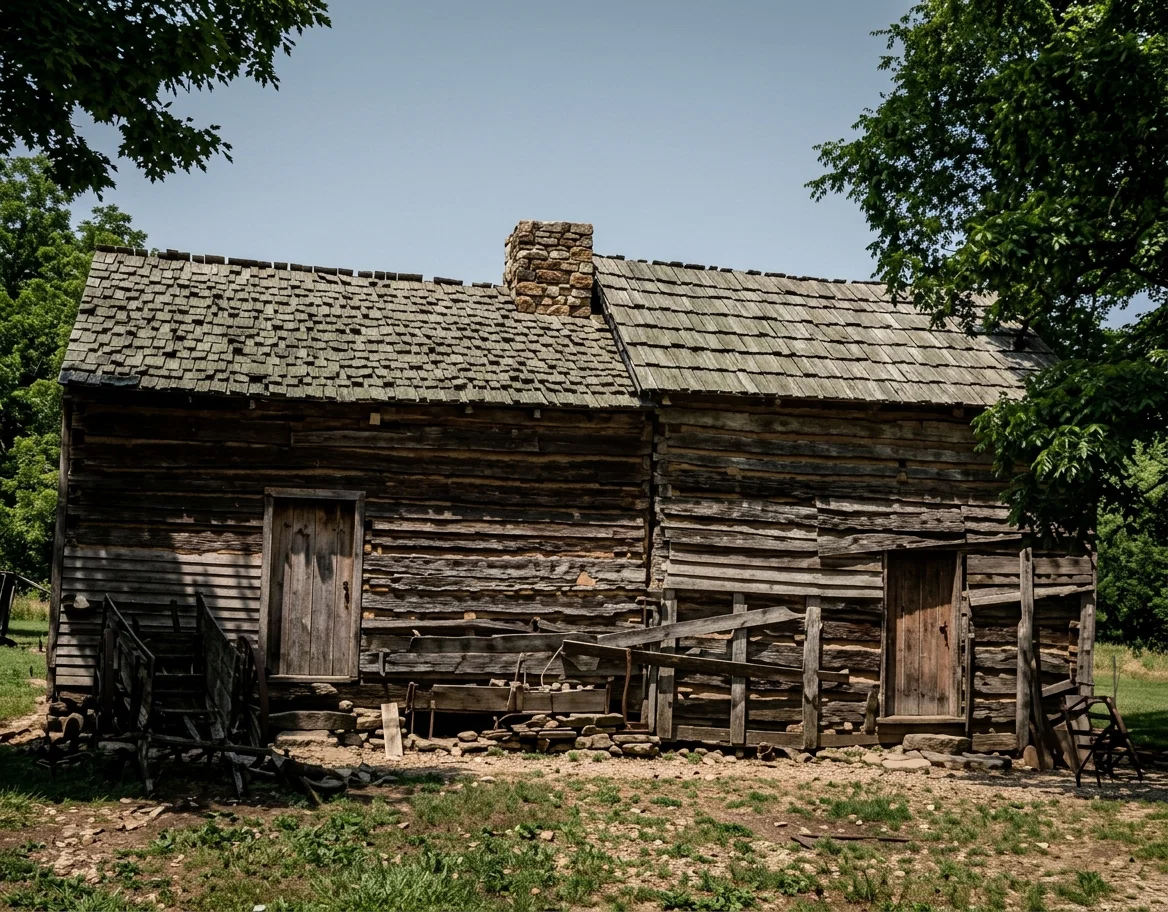 Cabin where Lincoln was born Feb. 12, 1809. Place of birth matters little.