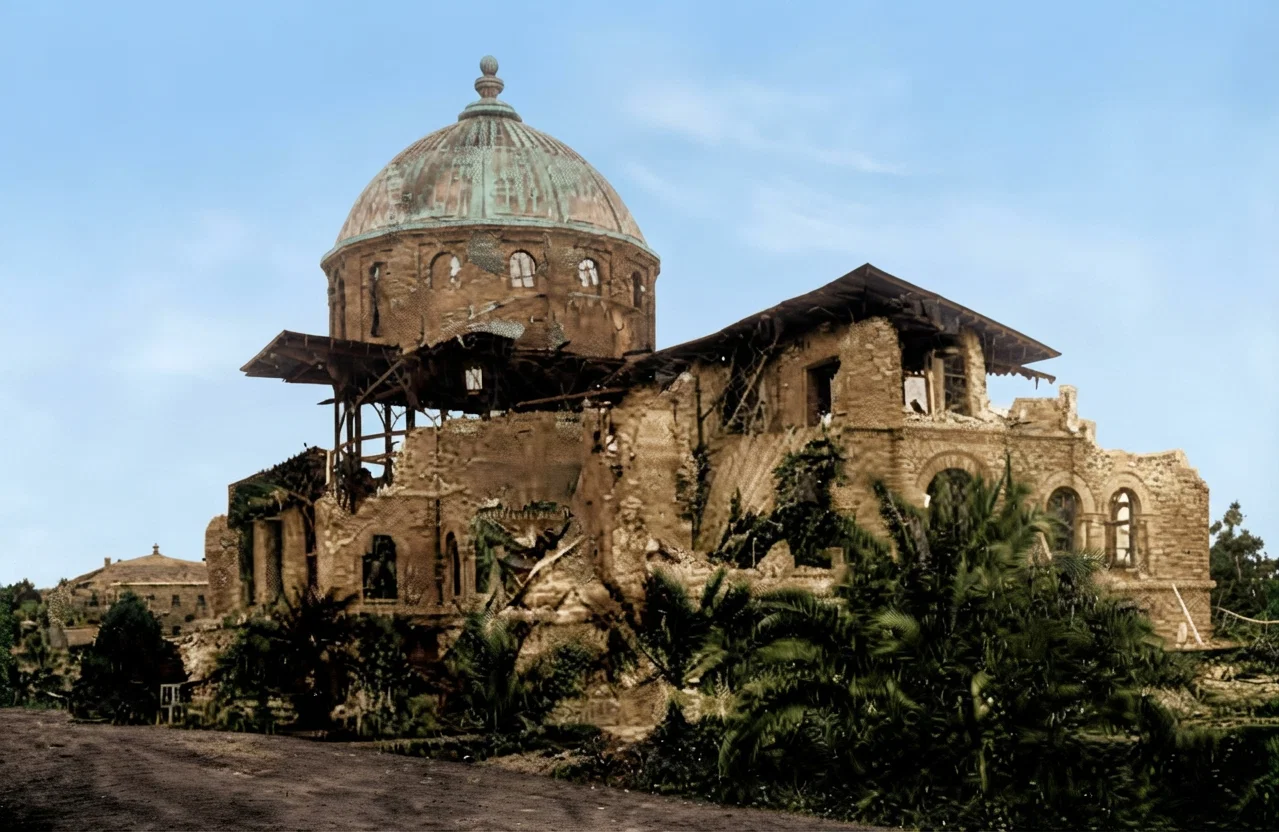 The wreck of the unfinished Library Building at Stanford University, Palo Alto, Cal., by the earthquake of April 18.