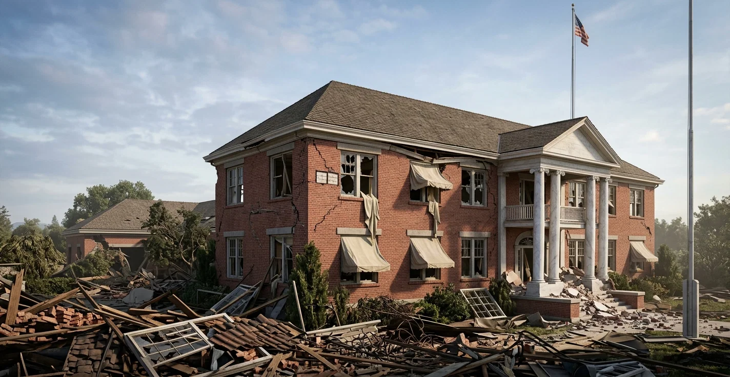 WEST END OF PACIFIC PRESS OFFICE AFTER THE EARTHQUAKE
