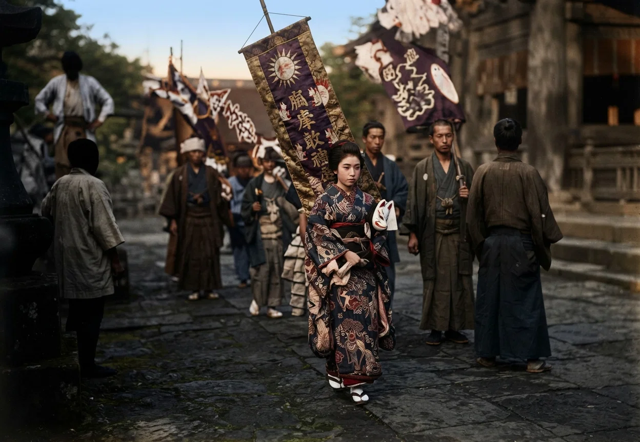 A Japanese Heathen Religious Procession.