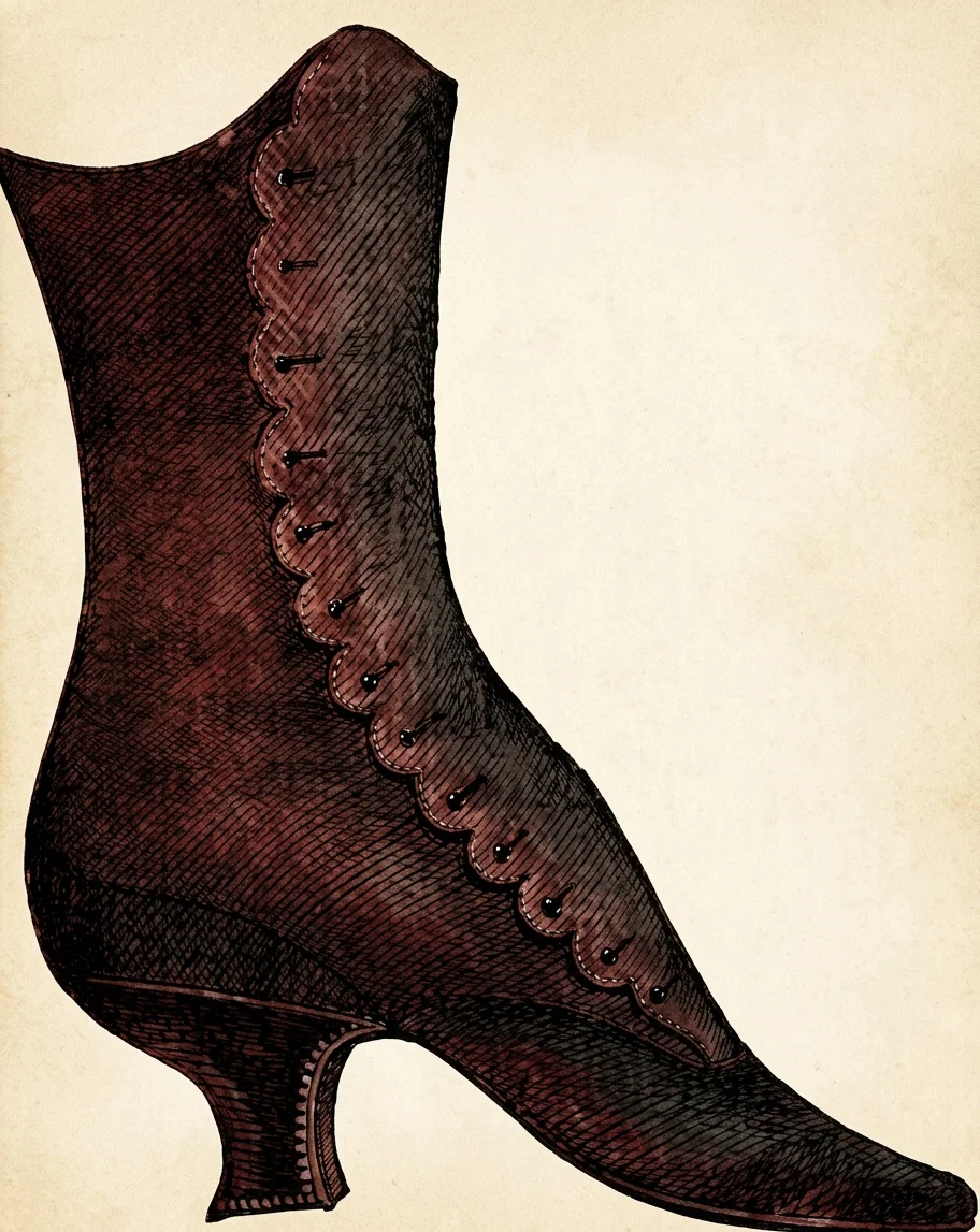 The fashionable high-heeled shoe, the connecting link between a healthy foot and the foot of a Chinese lady.