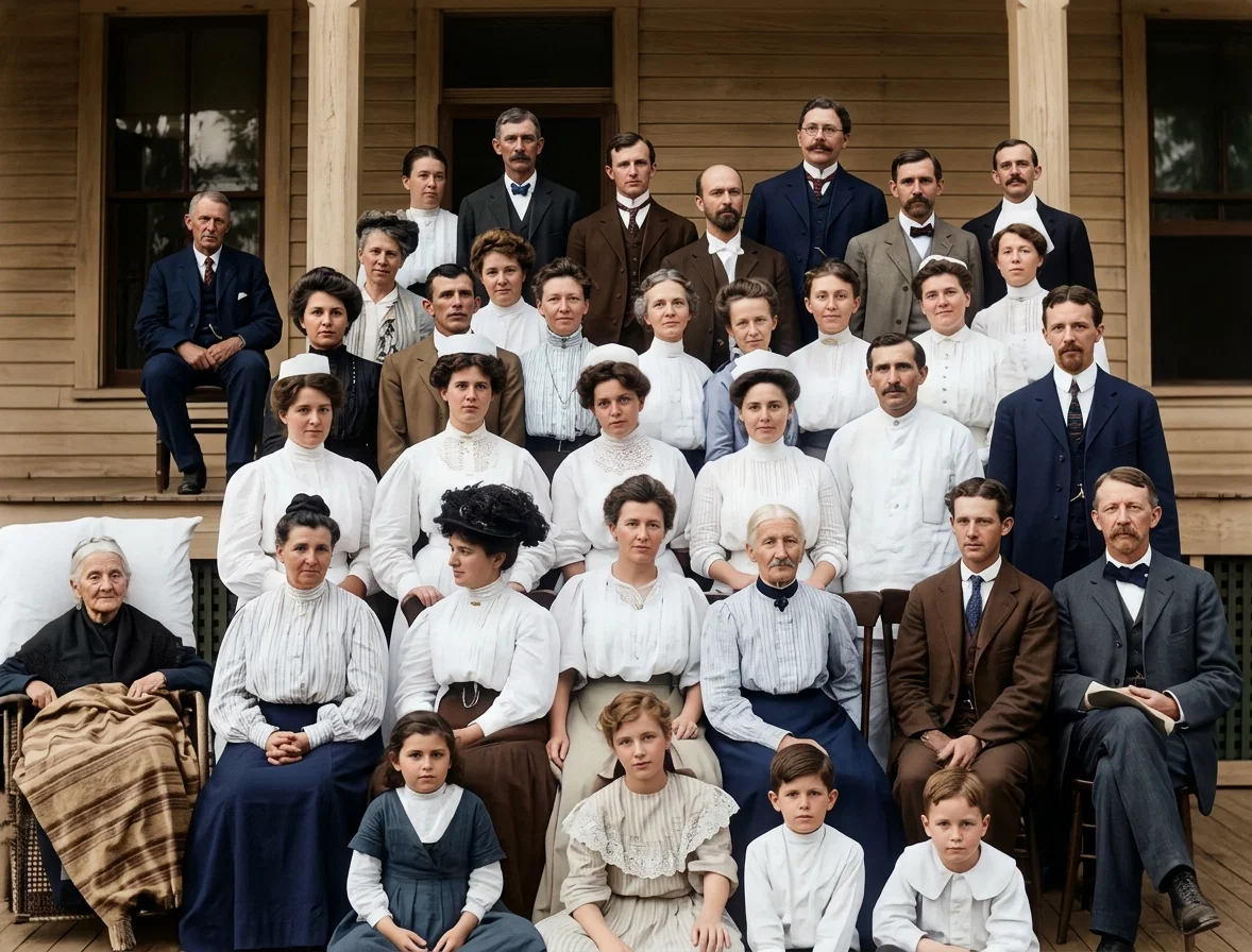 GROUP OF WORKERS AND GUESTS AT THE FLORIDA SANITARIUM
