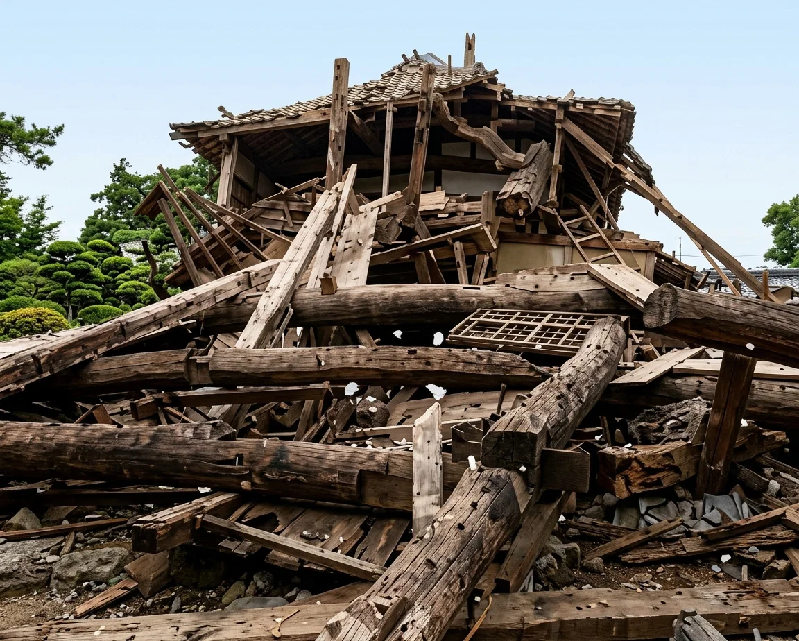 The Ruins of a Temple Caused by the Earthquake