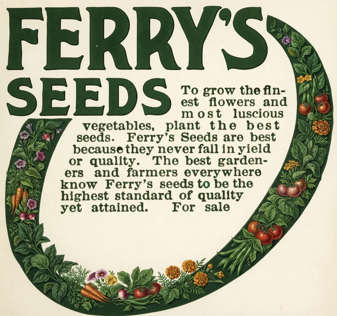 FERRY'S SEEDS To grow the finest flowers and most luscious vegetables, plant the best seeds. Ferry's Seeds are best because they never fail in yield or quality. The best gardeners and farmers everywhere know Ferry's seeds to be the highest standard of quality yet attained. For sale everywhere. FERRY'S 1911 Seed Annual Free on request D. M. FERRY & CO., DETROIT, MICH.