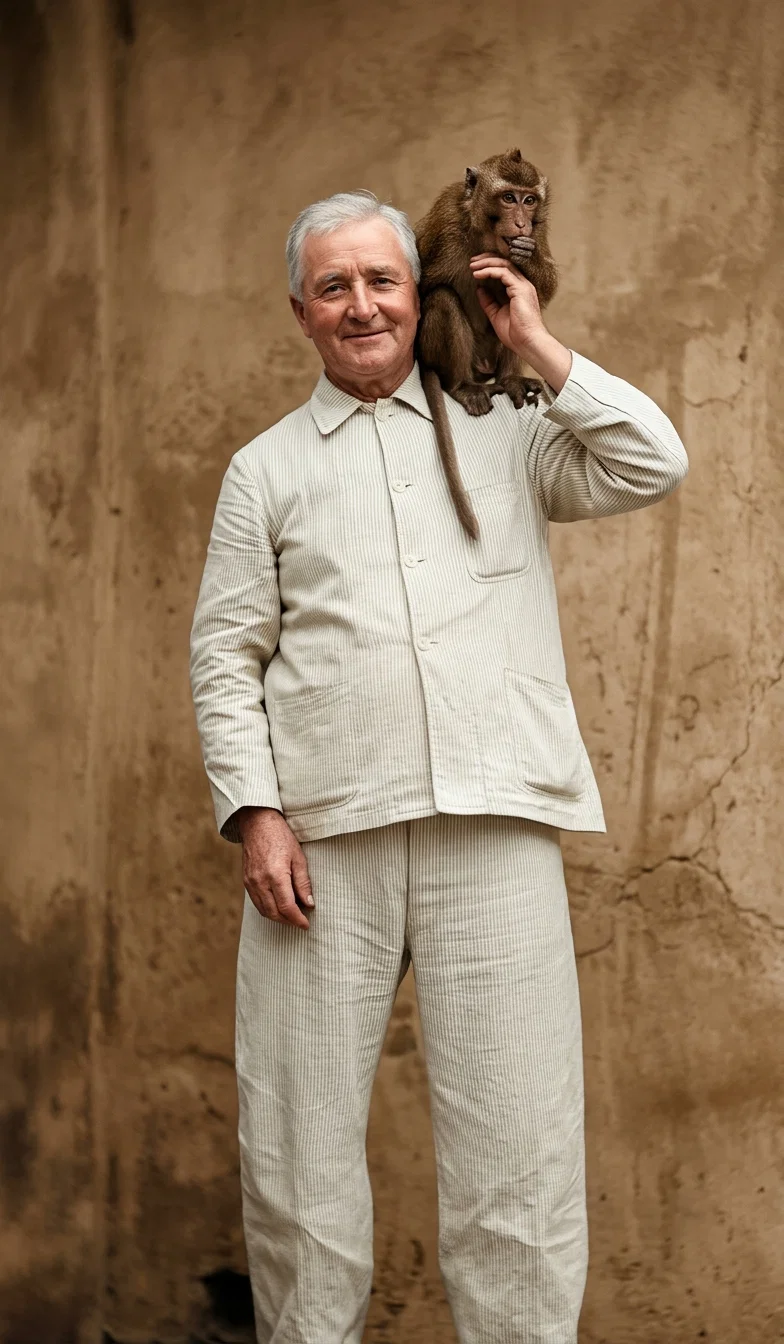 BROTHER R. T. SISLEY AND HIS PET MONKEY