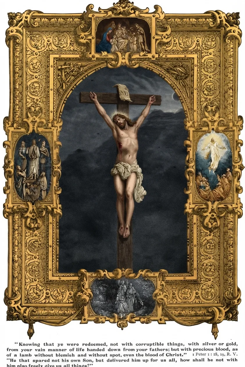 "Knowing that ye were redeemed, not with corruptible things, with silver or gold, from your vain manner of life handed down from your fathers; but with precious blood, as of a lamb without blemish and without spot, even the blood of Christ." 1 Peter 1: 18, 19, R. V. "He that spared not his own Son, but delivered him up for us all, how shall he not with him also freely give us all things?" Rom. 8: 32.