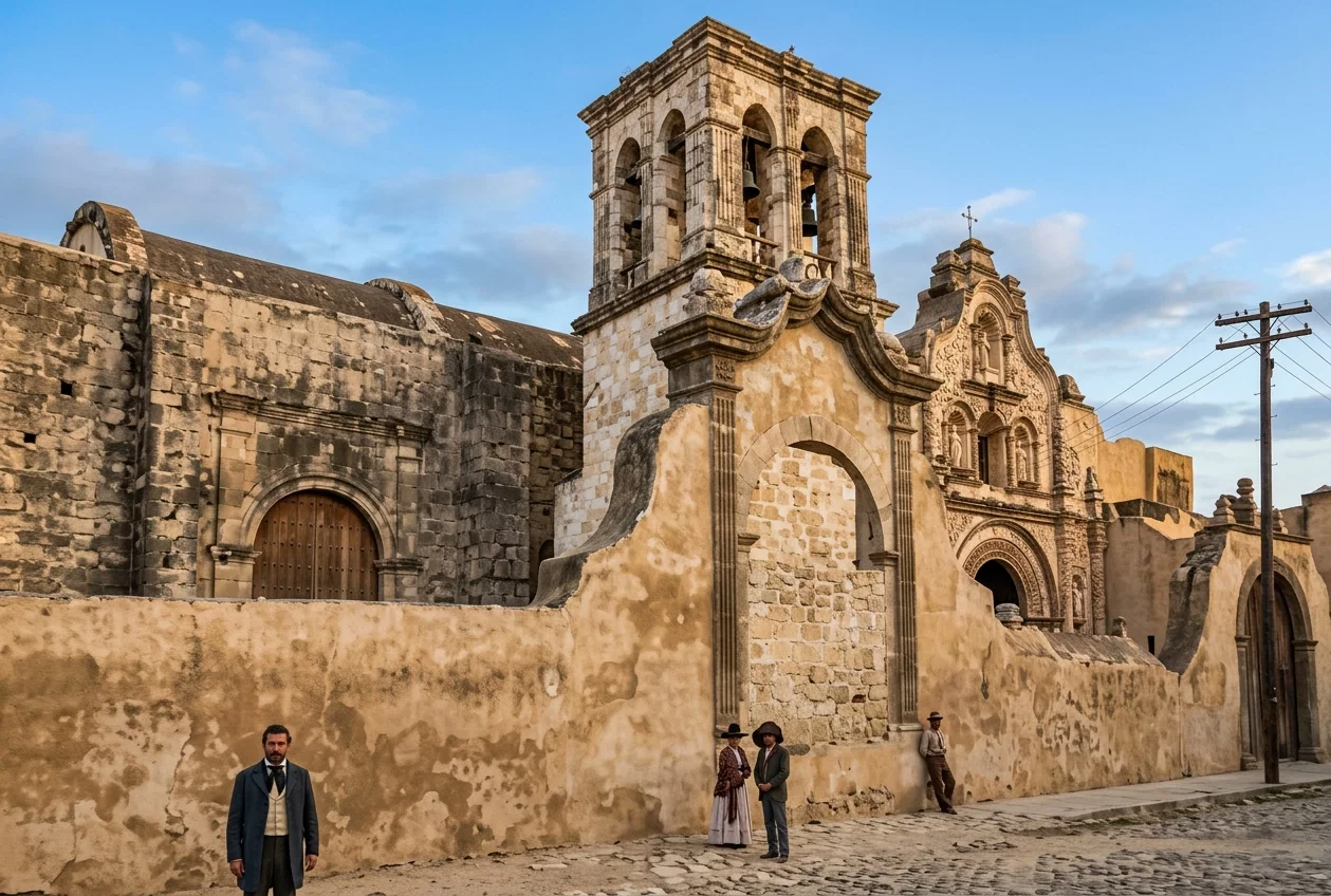 San Francisco Church, the oldest in Monterey, one block from Zaragoza Plaza, completely destroyed by the flood.