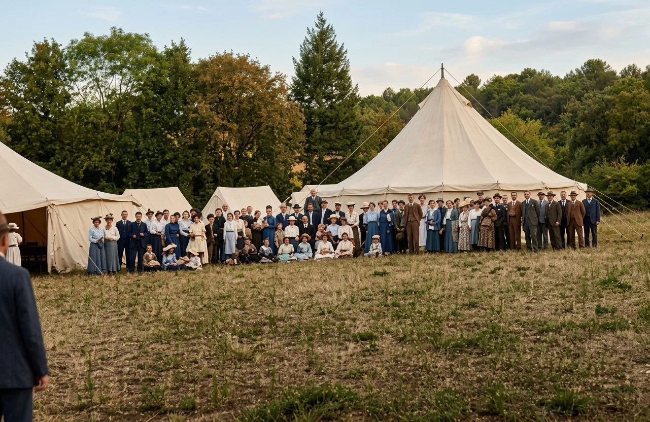 GROUP OF BELIEVERS AT THE NIMES (FRANCE) CAMP-MEETING
