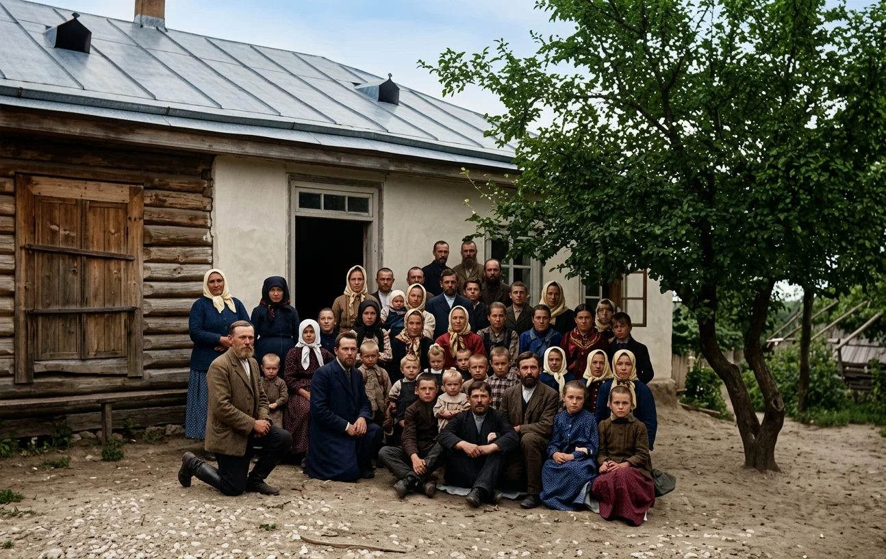 ONE OF OUR CHURCH COMPANIES IN LITTLE RUSSIA (KNEELING AT THE LEFT IS ELDER J. PERK)