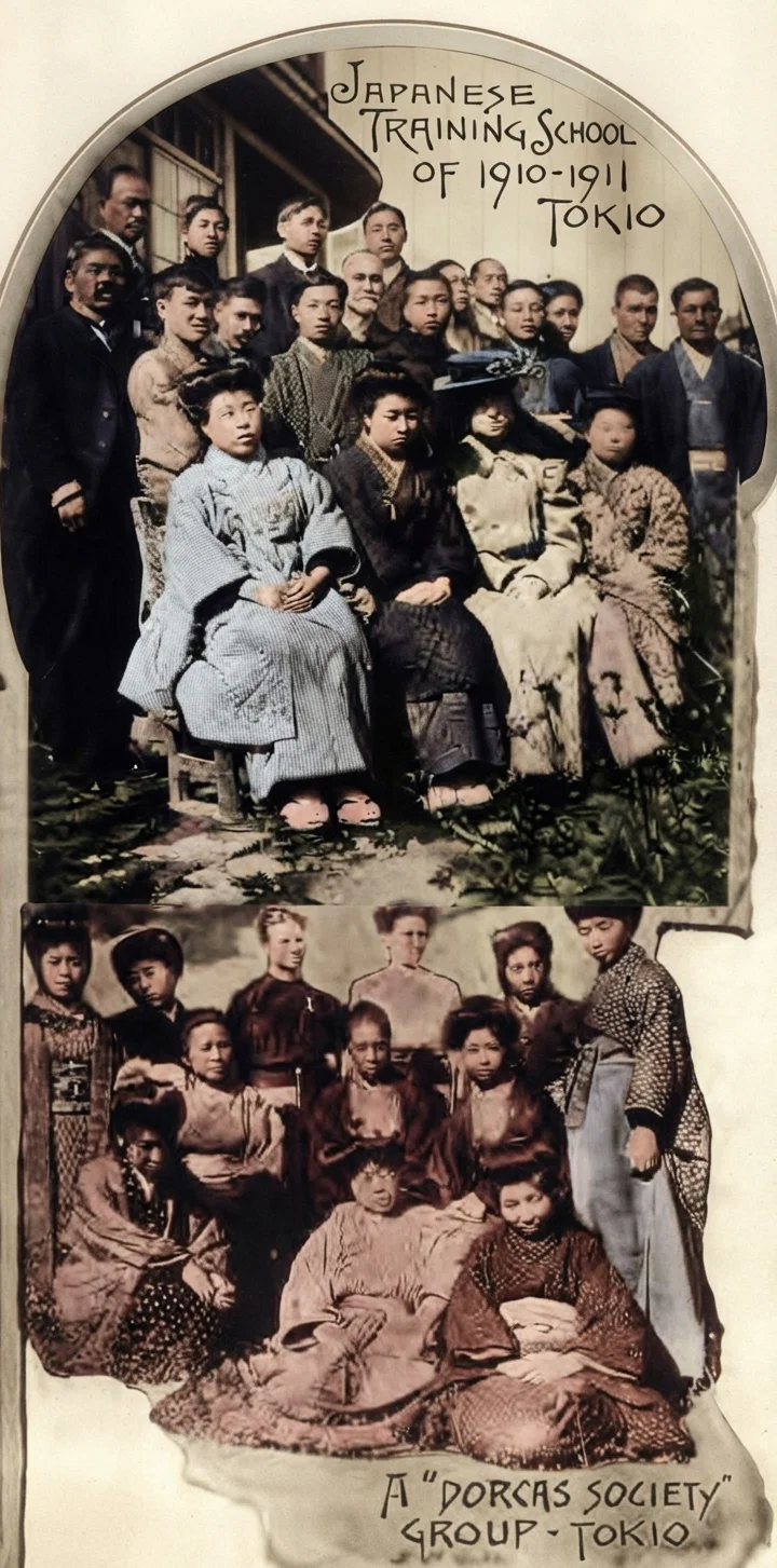 JAPANESE TRAINING SCHOOL OF 1910-1911 TOKIO. A "DORCAS SOCIETY" GROUP - TOKIO