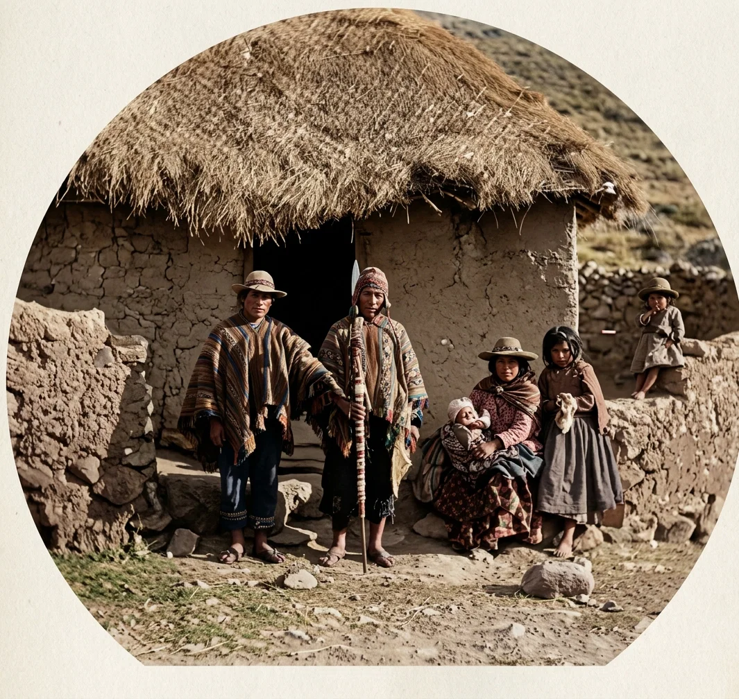 A GROUP OF INCA INDIANS IN FRONT OF THEIR HUT
To this people the gospel message must be given
