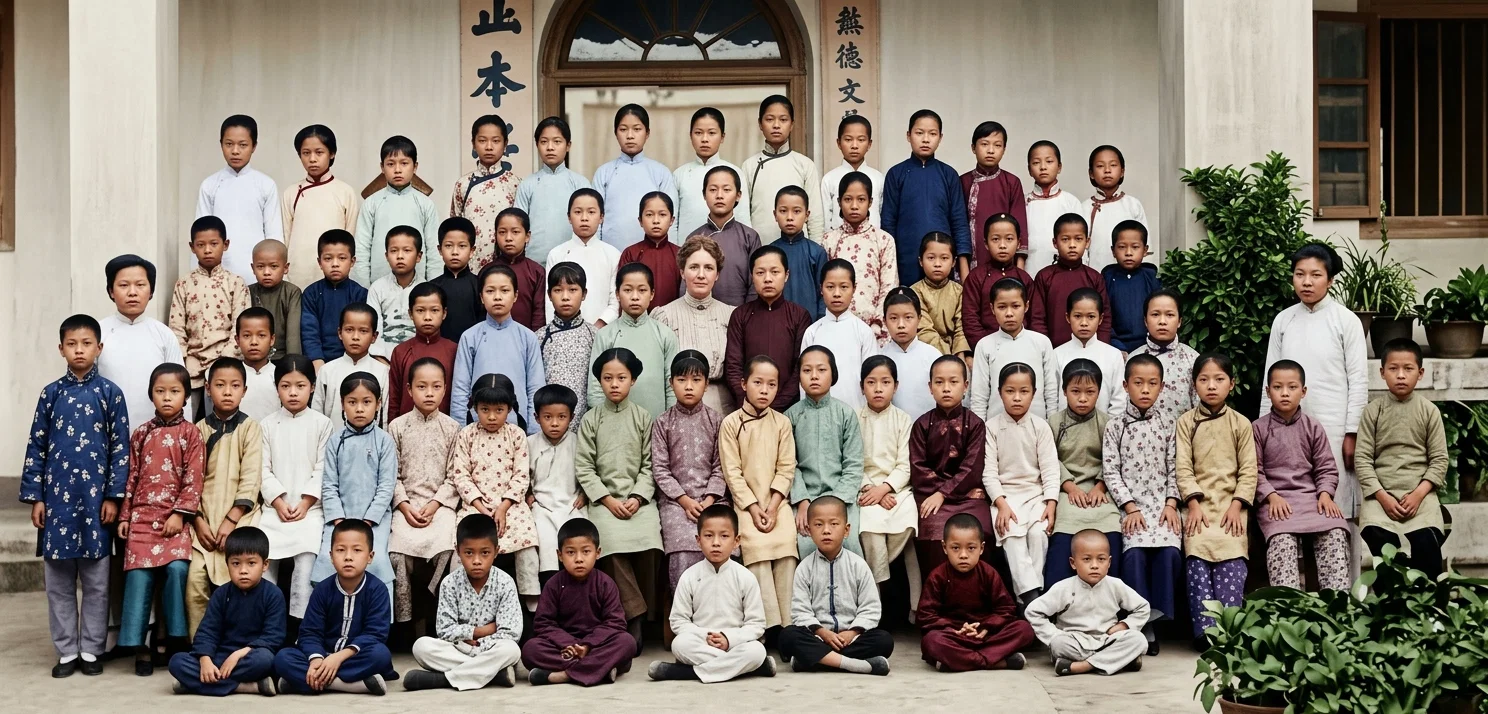 MRS. W. F. HILLS AND THE GIRLS' DAY SCHOOL AT SWATOW, CHINA