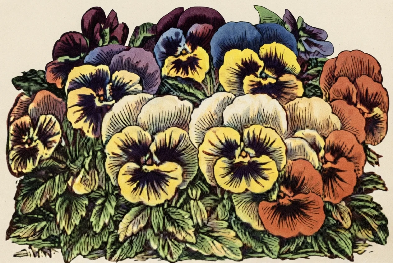 New Pansies, Sweet Peas, Carnations. 5 pkts., 5 colors, 10 cts.; 15 pkts., 25c.