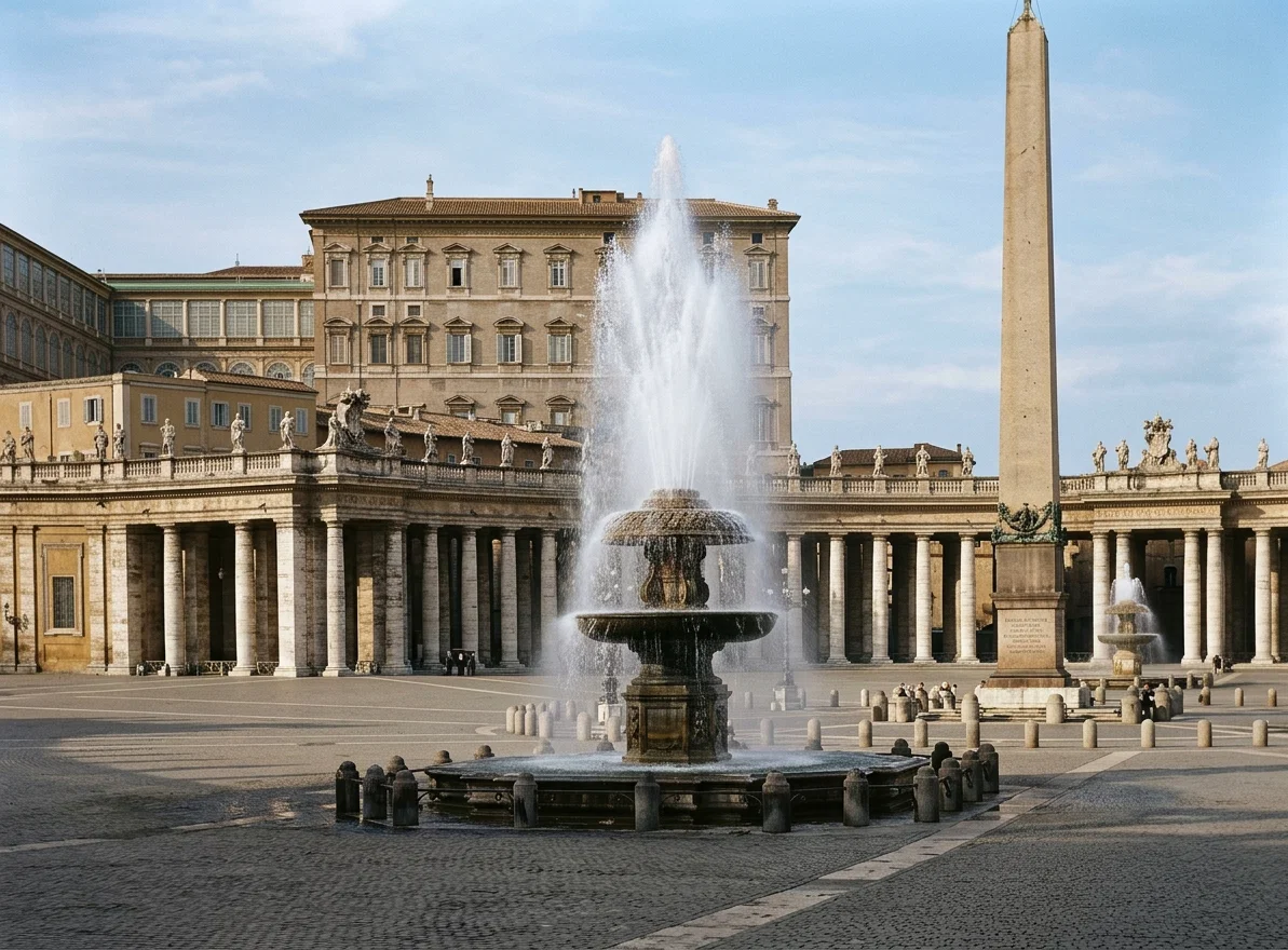 Plaza and Fountain in the Vatican.