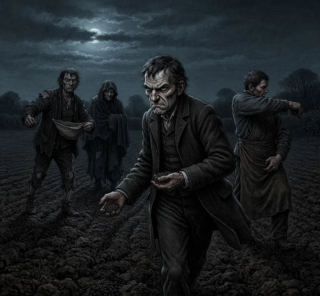 the sons of Avarice went forth in the darkness, and all night long sotied far and wide